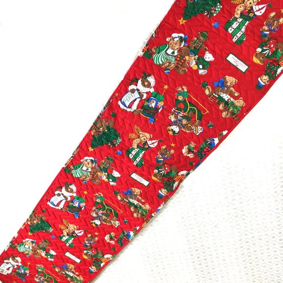 Table Runner Christmas Quilted Teddy Bear Toys  Mervyn's Vintage EUC - Picture 8 of 11